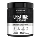 Creatina di fabbrica Jacked + Glutamina - Integratore di creatina con L-Glutamina per il recupero del muscolo, la crescita del muscolo, la forza aumentata, l'uscita di energia migliorata e la salute del fegato - 30 Serve, non aromatizzato