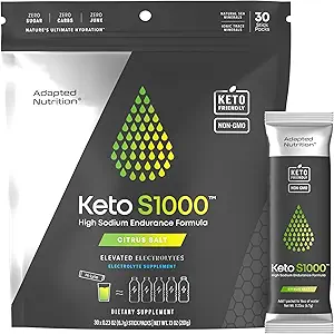 Keto S1000 Electrolyte Powder Packets | Keto e Paleo Friendly | No Sugar, Calorie, Maltodextrin | Clean | 30 Citrus Salt Hydration Stick Packs