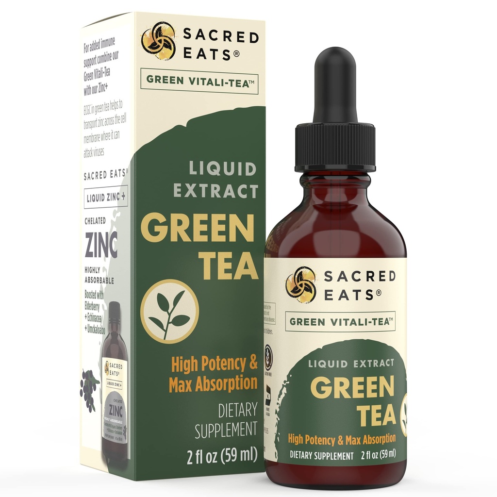 Estratto di liquido di tè verde gocce - Supporto immunitario (antiossidanti e polifenoli) supplemento. Promuove la Gentle Energy. Ingredienti biologici, Non OGM, Alcol & Gluten Free (non aromatizzato)