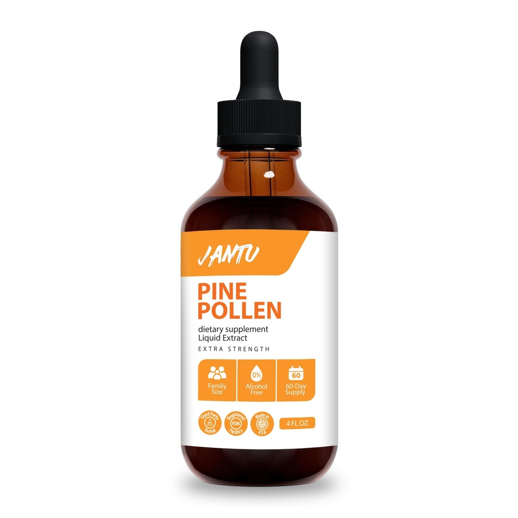 Jantu Pine Pollen 4 fl oz Tincture - Pine Pollen 10:1 Extract Powder Liquid Drops Supplement for Men & Women