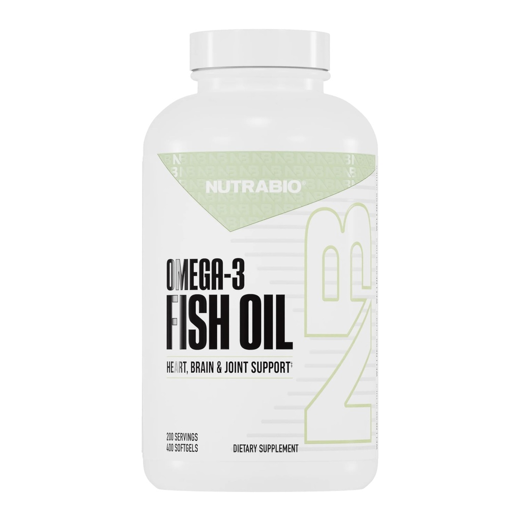 NutraBio Omega 3 Fischöl-Ergänzungen, 2.000mg, 400 Softgels - EPA DHA Omega 3 Fettsäure-Ergänzung, um ein gesundes Herz zu unterstützen