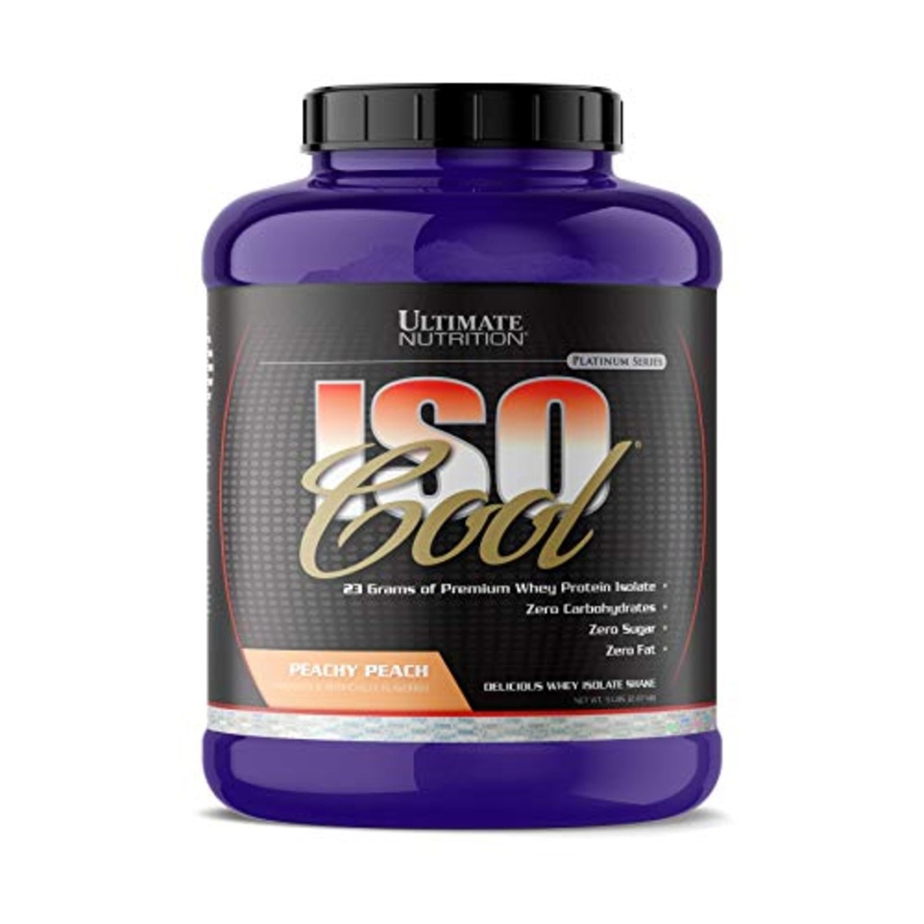 Ultimate Nutrition ISO Cool Pure Whey Protein Isolate Powder - Keto Friendly - 0 Carb 0 Fat 0 Sugar - 23 Grams of Protein Per Serving, 5 Pounds, Peachy Peach