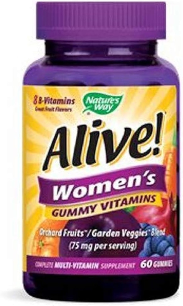 La Via della Natura Viva! Multivitaminico femminile, 16 Vitamine & Minerali, Metabolismo Energetico*, Pelle Capelli e Unghie*, Vegetariano, Aroma di Bacca Mista, 60 Gummie (Packaging May Vary)