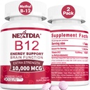 B12 Vitamine 10.000 mcg, Methyliertes Vitamin B12 Sublingual - Energie-Boost, Fokus, Stoffwechsel und Gehirn-Gesundheitsunterstützung, Immunsystem-Unterstützung, Fast Dissolve, Natürliche Erdbeer-Flaschen, 180 Portionen