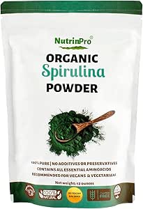 USDA Organic Spirulina Powder for Juice and Smoothy Mix; 100% Natural and Gluten Free, with High Protein, Vitamins, Antioxidants and Minerals (12 Ounces) (1)