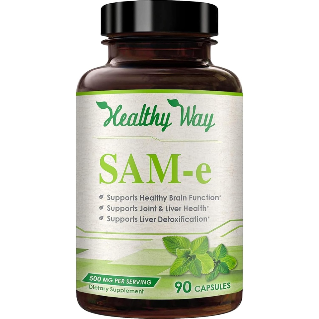 Salute 500mg SAM-e Supplemento - Alta resistenza 500mg S-Adenosyl-L-Metionina Capsule per il fegato del cervello e il supporto del mood - Non-OGM Alto assorbimento Stesso supplemento (90 Serve)