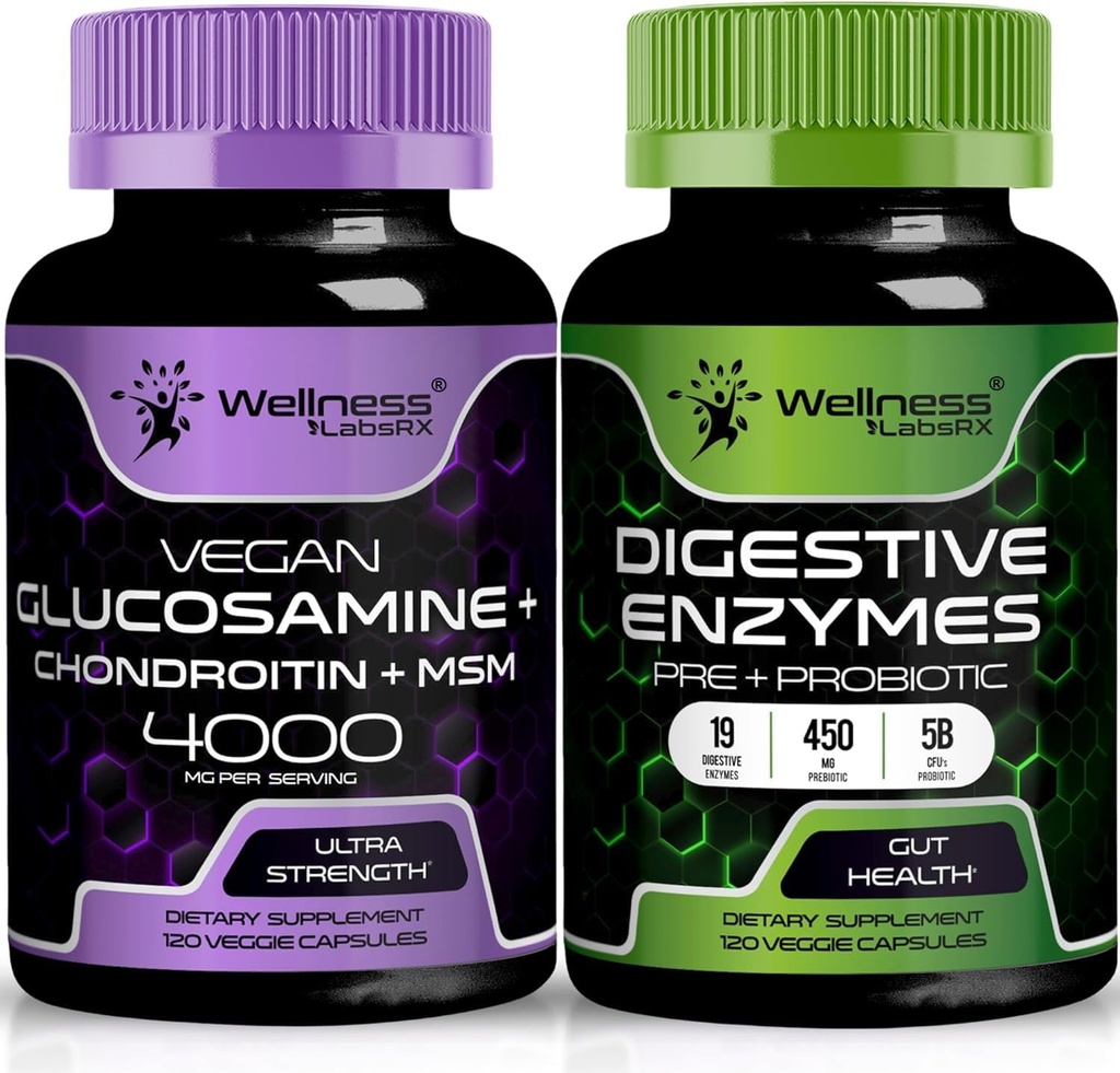 WELLNESS LABSRX Verdauungsenzym Kapseln | Glucosamin Chondroitin Kapseln