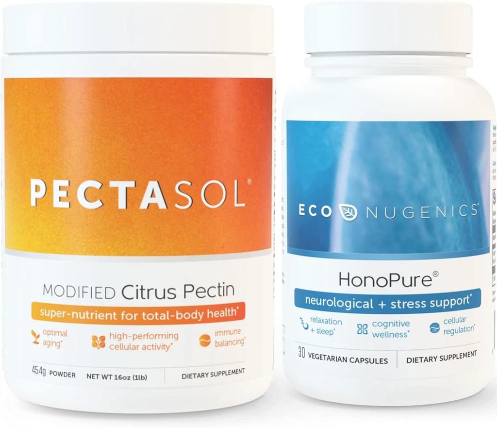 EcoNugenics Ultimate Cellular Health & Immune Support Pack | HonoPure - Magnolia Bark Extract, 30 Capsules | PectaSol-C Citrus modificato Pectin, 454 Grammi Bundle