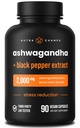 NutraChamps Organic Ashwagandha Capsule, 2000 mg di adrenalina, tiroide & Mood Support Ashwagandha Integratori, Ashwagandha Root Powder & Lemon Balm, Assorbimento Superiore con Pepe Nero