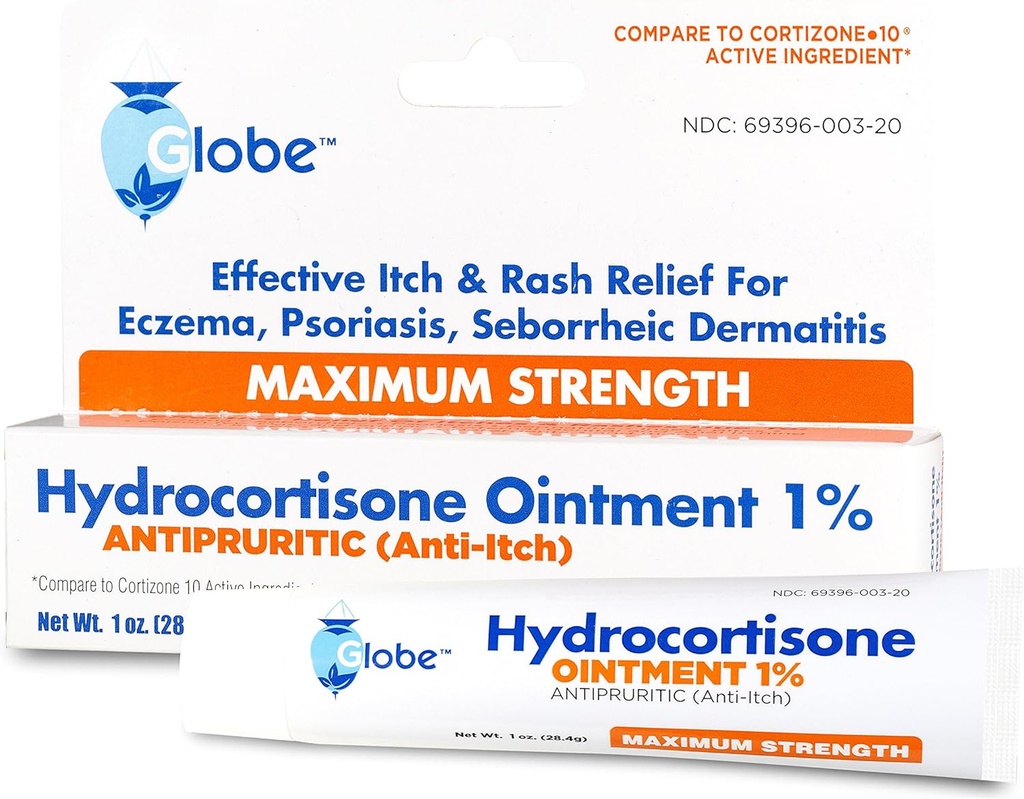 Globo Idrocortisone Massima Forza Unguento Trasparente 1%,1 oz | Unguento Topico Anti-Itch per Redità, Gonfiore, Itching, Rash, Dermatite, Bug/Mosquito Bites, Eczema, Emorroidi > Altro