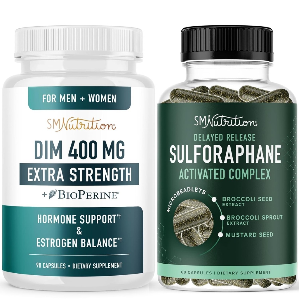 Sulforaphane Complex & 400mg DIM Ergänzung für verbesserte Estrogen Balance für Frauen | Advanced Microbeadlet Hormon Balance Supplement (60 Servierungen) mit Extra Strength DIM (90 Servierungen)