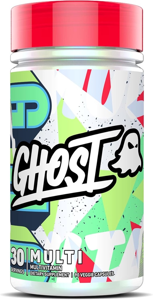 GHOST Multivitamine pour hommes et femmes, 90 Capsules - Chargeé avec 21 Vitamines, Minéraux et nutriments clés - Vitamine A, Vitamine C, Vitamine D, Vitamine E & Zinc - Sans gluten, Soy et Sucre, Vegan