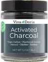 Viva Doria en poudre de charbon activé, dérivée de bois franc, de qualité alimentaire, pot en verre de 1,2 oz