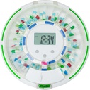 Distributeur automatique de pilules pour les personnes âgées avec alarme, distributeur de médicaments à écluse de 28 jours, 6 modèles de posologie, alertes sonores et lumineuses et clé pour les vitamines, suppléments (liure claire)
