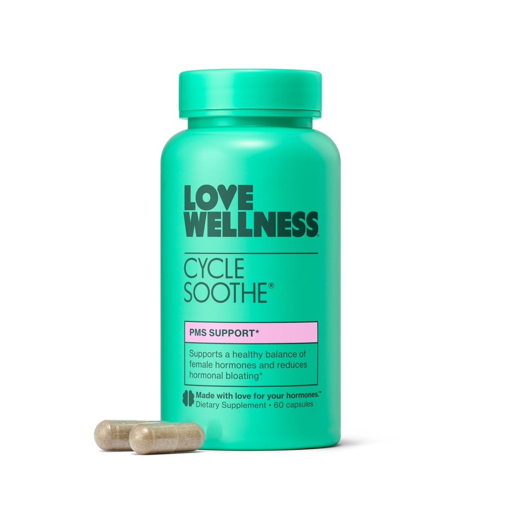 Amore ciclo benessere Soothe Supplemento | Promuove un felice mood | Aiuta con ormoni PMS, Stress sollievo, & Migliora Mood | 60 capsule