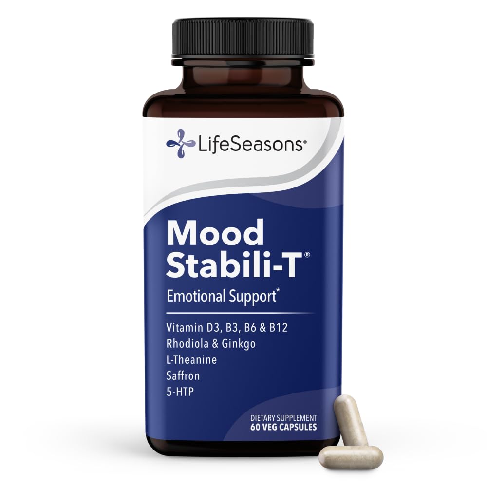 LifeSeasons - Mood Stabili-T - Positive Mood Booster - Enhanced Calmness and Happiness - Relaxed and Balanced Mind - Enthält Rhodiola, Ginkgo Biloba und Vitamin D3 - (60 Kapseln)