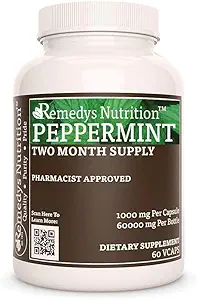 Nutrition de Remedy Feuille de menthe poivrée : 1 000 mg, 60 gélules végétales Complément alimentaire à base de plantes