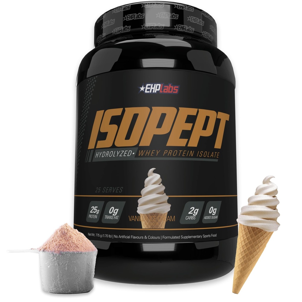 IsoPept Hydrolysed Whey Protein Powder von EHPlabs - 100% Whey Protein Isolate & Hydrolysat, 27g Protein, Non-GMO, Glutenfrei, schnell absorbierend, einfaches Digesting, 27 Serves (Vanilla Ice-Cream)
