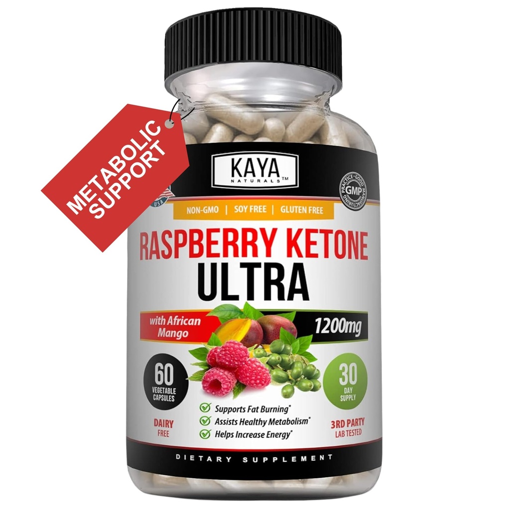 Kaya Naturals Keto Diät Himbeer Keton - Weight Loss Supplement, Appetite Kontrolle, Boost Stoffwechsel - 60 Zähler