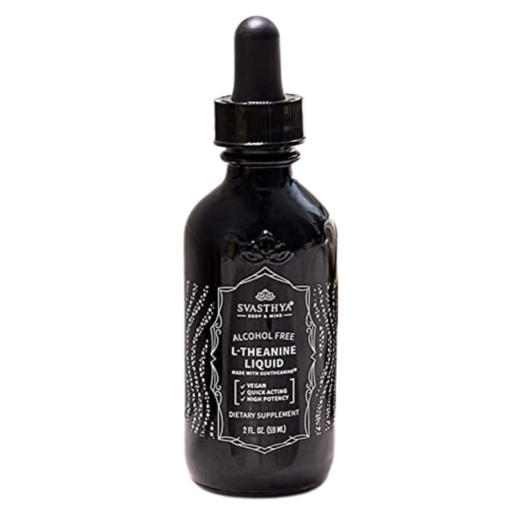 Svasthya Body & Mind 100% reine L-Theanine Liquid Supplement – 2FL. OZ. (60ML) für Stressreduktion, verbesserte Konzentration