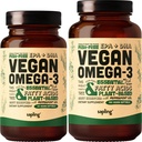 Vegan Omega 3 60 Softgels & 180 Softgels Bundle - Pflanzenbasierte DHA & EPA-Fettsäuren - Carrageenan frei, Alternative zu Fischöl, unterstützt Herz, Gehirn, gemeinsame Gesundheit - Sustainable Sourced Algae