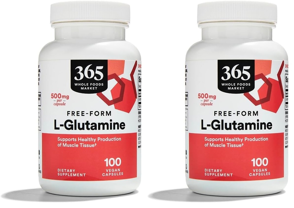 Ganzer Lebensmittelmarkt, L Glutamine 500Mg Veggie Caps, 100 Count (Pack von 2)