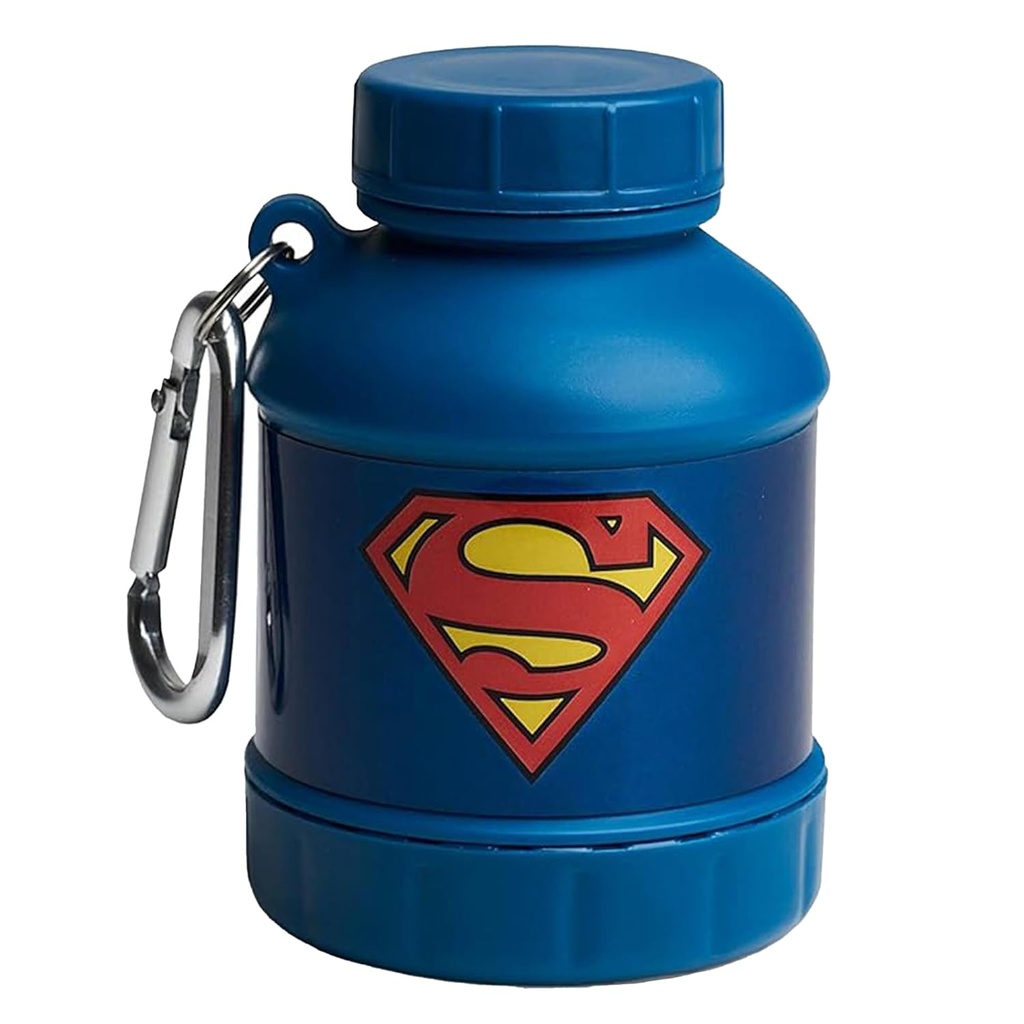 Smartshake Justice League Whey2Go Superman Protein Powder Storage Container 50g – BPA Free Shaker Bottle Funnel for Whey Protein Powder + Protein Shakes 110ml, DC Comics Superman Gifts for Men
