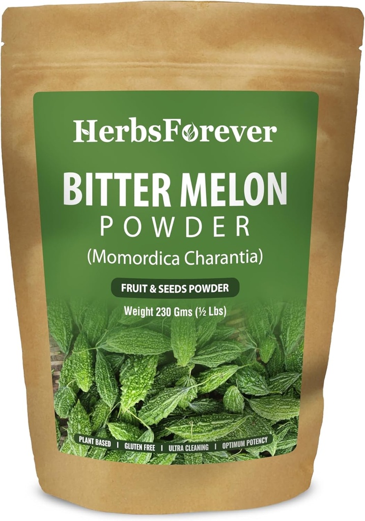 Kräuter für immer Bitter Melon Pulver Karela Pulver Reich an Vitamin C Non GMO, Vegan 230 GMS