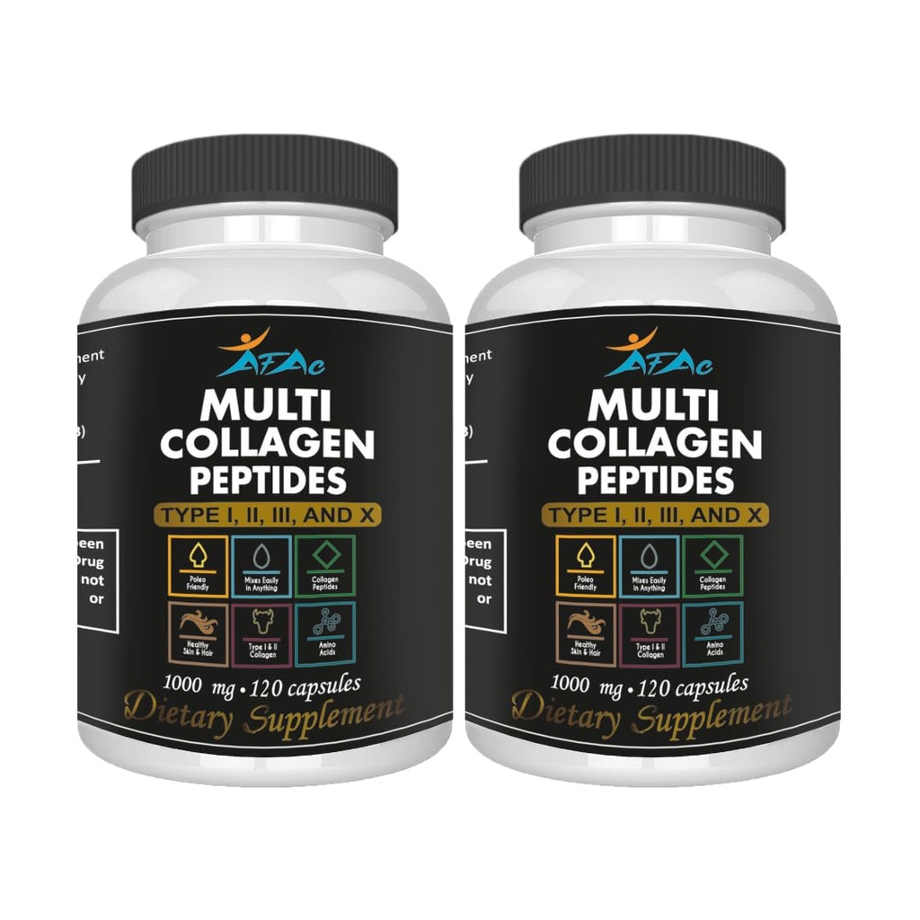 Collagen Multi Peptides Supplement, Types I II III X, 240 Capsules, 2-Pack