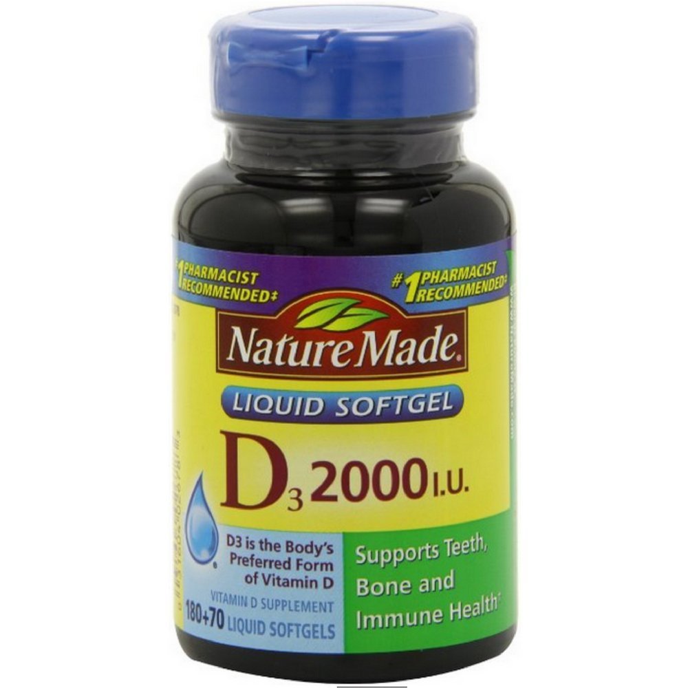 Nature Made Vitamin D3 2,000 I.U. Liquid Softgels 250 ea (Pack of 3)