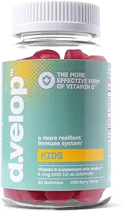 d.velop Vitamin D Kids Gummies –60 Count, 600 IU – Kinder Immununterstützung - 3X Schneller &amp; effektiver – keine künstlichen Geschmacksrichtungen oder Süßungsmittel – Dairy-Free – Wild Berry Flavor - Kinder Vitamin D für Alter 4+