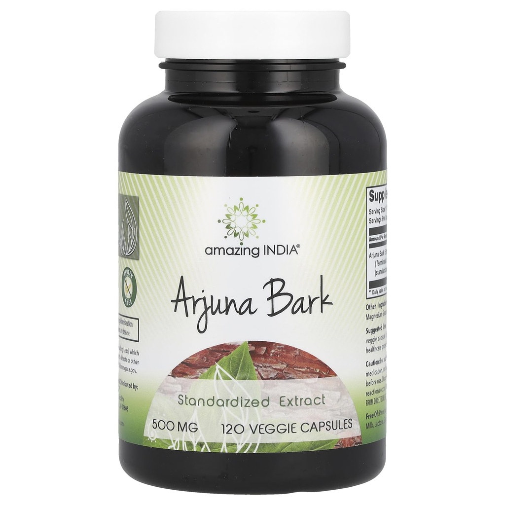 Amazing India Arjuna Bark Extract Supplement (complément d'extrait d'Arjuna) 500 Mg.