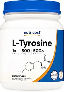 Poudre de L-Tyrosine Nutricost 500 grammes - Poudre de L-Tyrosine pure 1000mg par portion