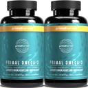Primal Harvest Omega 3 Fischöl-Ergänzungen, 30 Servierungen Weichgel Kapseln w/ 1000mg EPA + DHA-Ergänzungen, keine Fishy Burps Non-GMO Omega 3 Fettsäuren, 2 Packung