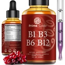 Code Prime Vitamine liquide B1 gouttes avec la vitamine B3 B6 et B12.0 B Complément liquide complexe de Thiamine pour les adultes.