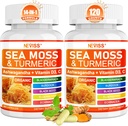 Capsule di mare - Moss marino irlandese Moss con Turmeric Plus Ashwagandha, Black See Oil, Bladderwrack, Burdock Root,Vitamin C & D3, ACV Chlorophyll 120Cts