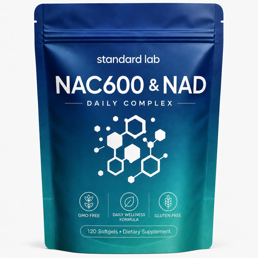 Nac600 & NAD Daily Complex, 120 Softgels | NAC 600mg Per Serving, Antioxidant Support, Glutathione Support, Daily Cellular Wellness Formula, Non-GMO, Gluten-Free