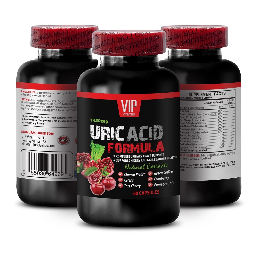 Uric Acidification - URIC ACID FORMULA - Uric Acid Crystal Dissolver, Herbal Uric Acid Control, Uric Acid Formula with Pomegranate, Uric Acid Natural, Tart Cherry for Uric Acid Support 1 Bottle