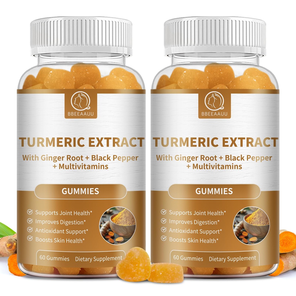 (2 Pack) Turmeric Curcumin with Black Pepper and Ginger Root, High Absorption Ultra Potent Turmeric Supplement for Joint Health & Digestion, Raspberry Flavor, 120 Count, 60 Days Supply