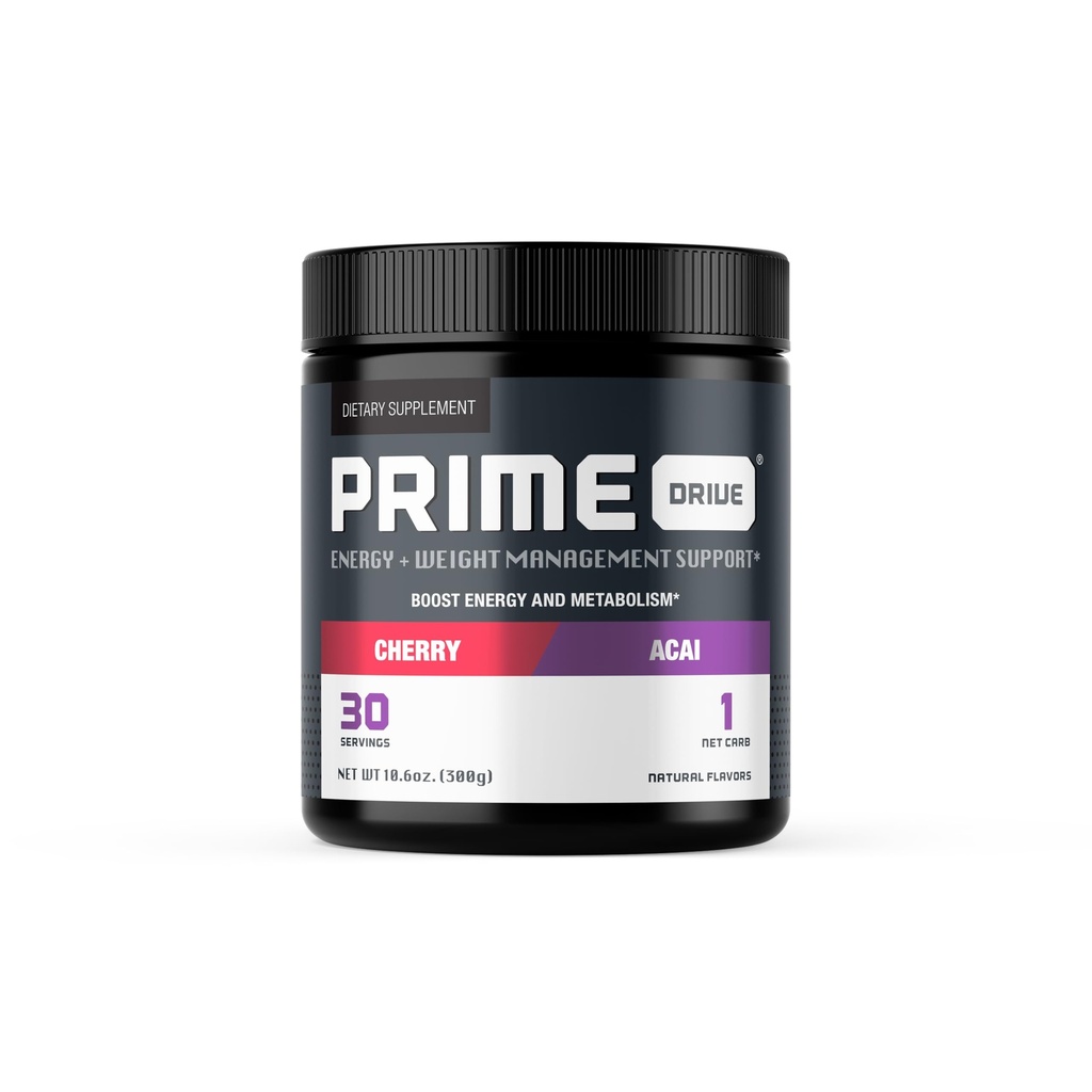 Prime Drive Energy Cherry Acai Pre Workout Energy Drink Powder, Provides Extreme Energy, Focus and Intensity, Boosts Metabolism (30 Servings)…