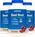 Nutricost Beet Root 2400mg, 180 Capsules - CCOF Certified Made with Organic Beet Root, Superfood, 60 Servings (Pack of 3)