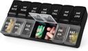 7 jours par semaine AM PM Pill Organizer, 2 fois par jour Pill Case Box pour pilules suppléments de vitamine Médicaments (Black+White, 2 fois)
