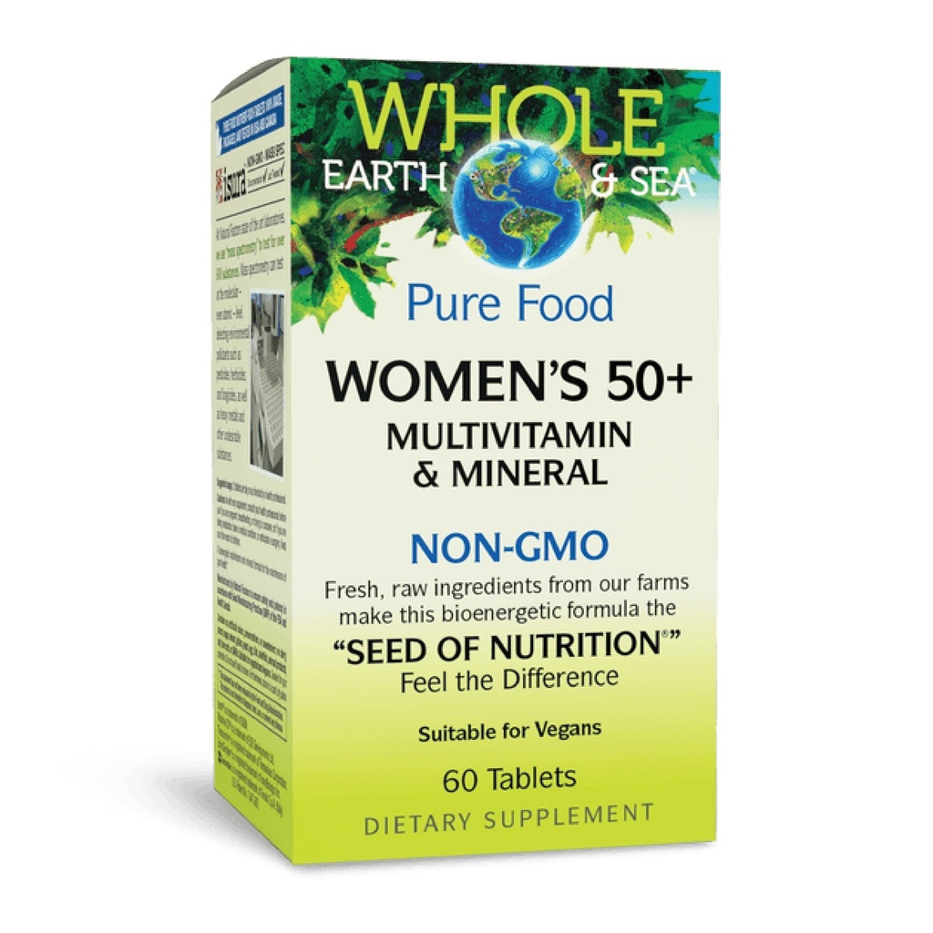 Fattori naturali Tutta la Terra & Mare Donne 50+ Multivitamina & Minerale, 1 Servire Contiene Nutrizione Equivalente a 1⁄2 lb di verdure, 60 compresse