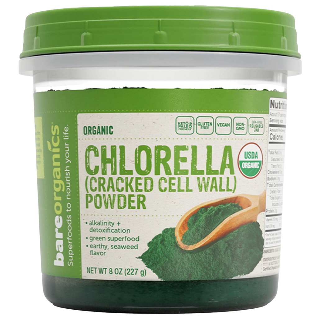 BareOrganics 12522 Chlorella Pulver, 8 Unze