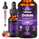 Lithium Orotate Liquid Drops 5mg, 7-in-1 Potency Trace Mineral Lithium Supplements for Cognitive Mood Memory & Brain Health, High Bioavailability Lithium-Orotate Formula Vegan Non-GMO