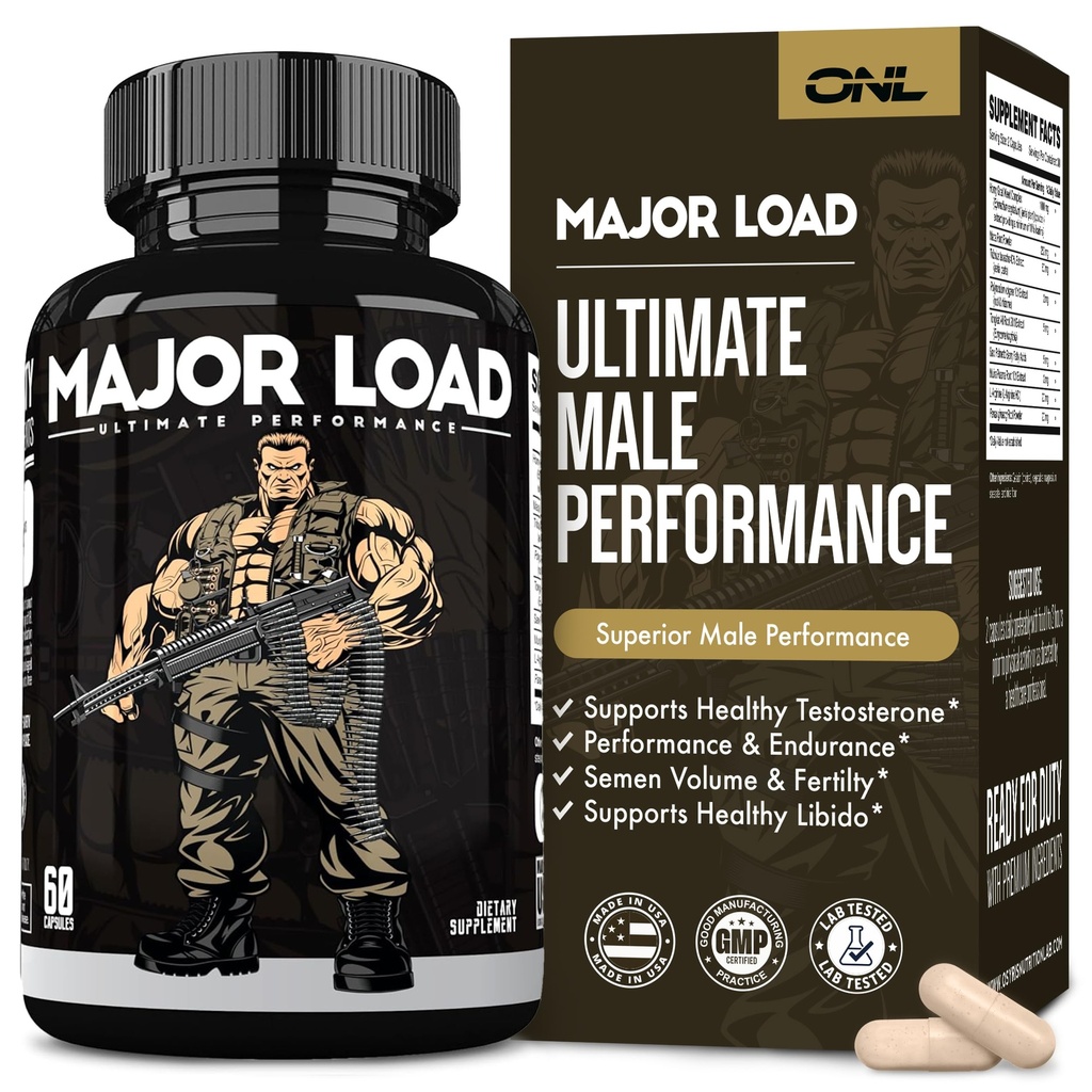 Booster di testosterone di carico maggiore per gli uomini - Supplemento di testosterone con l'erba arrapata, radice di Maca, & Tribulus Terrestris - Tongkat Ali Men's Energy, Stamina & Strength - Test Booster 60 capsule