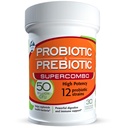 50 miliardi di CFU Integratore prebiotico e probiotico per le donne e gli uomini, 12 strati per il supporto immunitario giornaliero e la salute digestiva, 30 capsule vegetali, Probiotici ad alta potenza non refrigerati