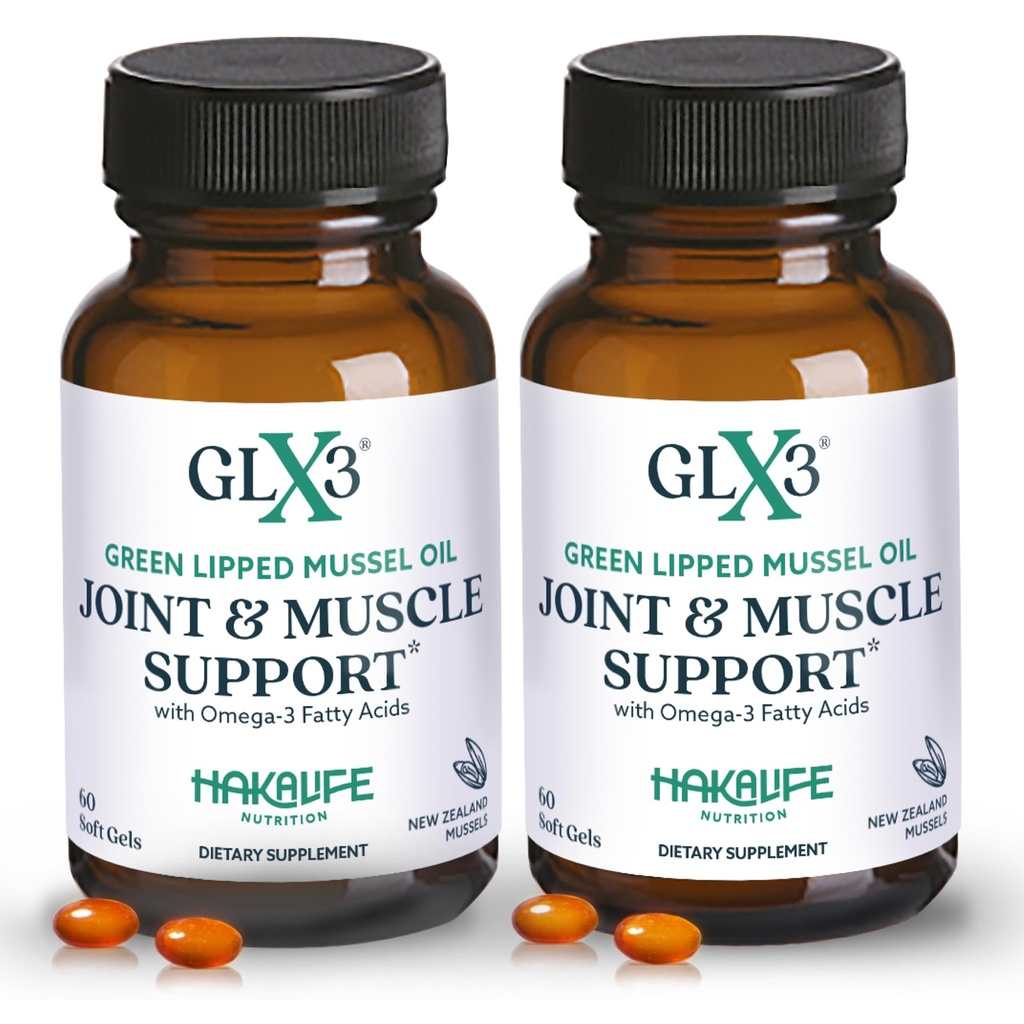 GLX3 Green Lipped Muschel Oil Kapseln für Gelenk- und Muskelunterstützung | Extra-Strength ETA, EPA, DHA Omega-3 Green Lipped Muschel Supplement für Komfort, Flexibilität und Erholung von HakaLife GLX3