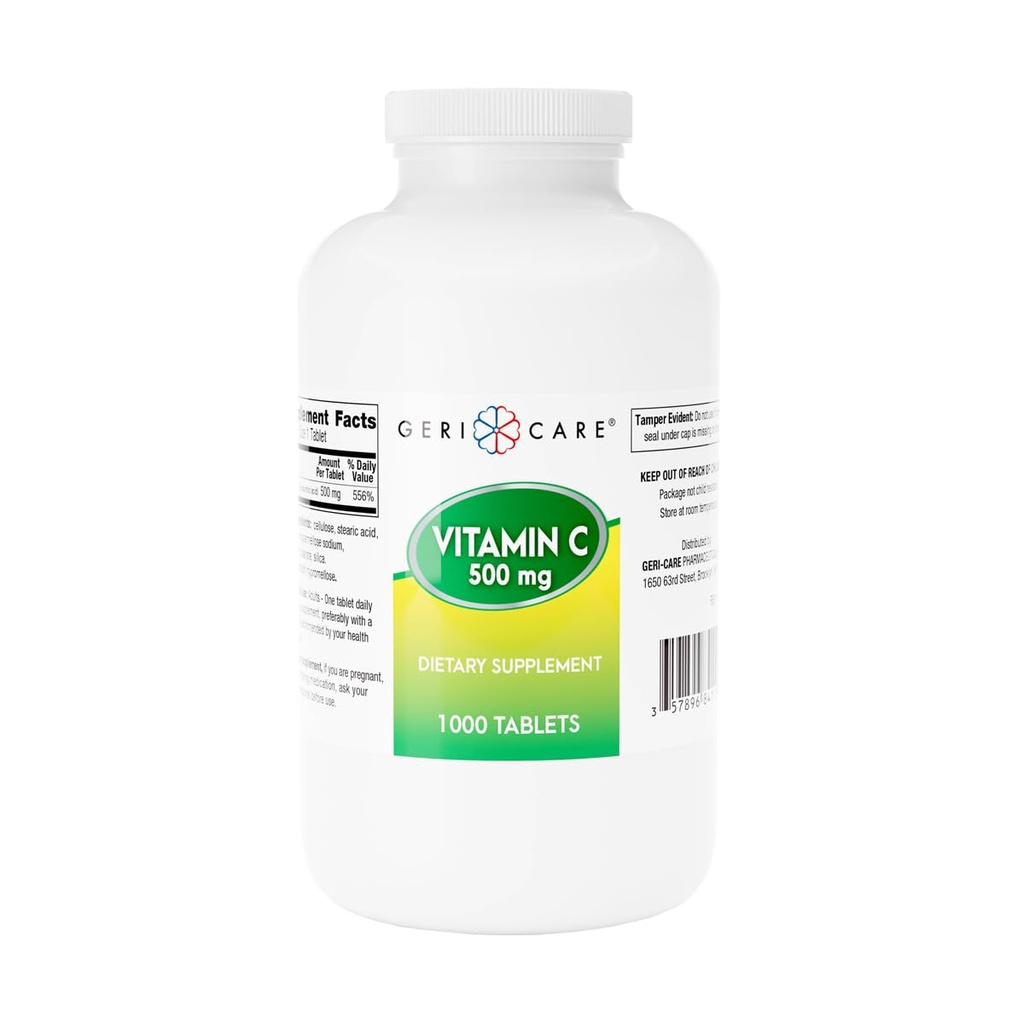 GeriCare Vitamin C 500 mg, Antioxidant, Immune System Support, Nutritional Supplement Tablets, 1000 Count (Pack of 1)