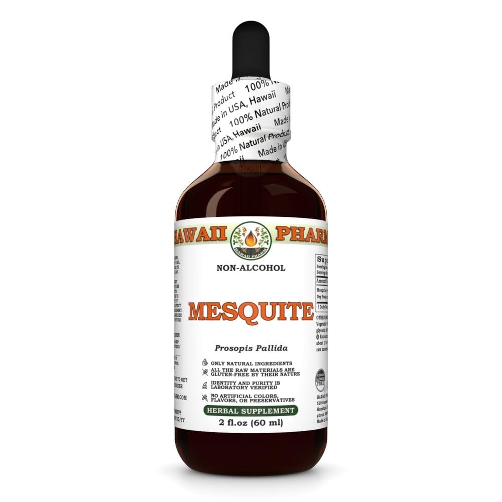 Mesquite (Prosopis Pallida) Dry Pods Glycerite, All Natural, Vegan, Lab Tested Alcohol-Free Liquid Extract - 2 fl.oz